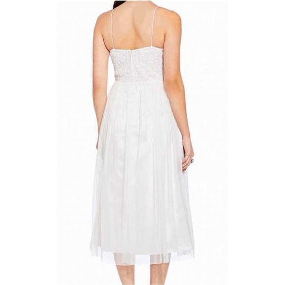Adrianna Papell Beaded Floral Dress White Size 10 - Picture 12 of 14